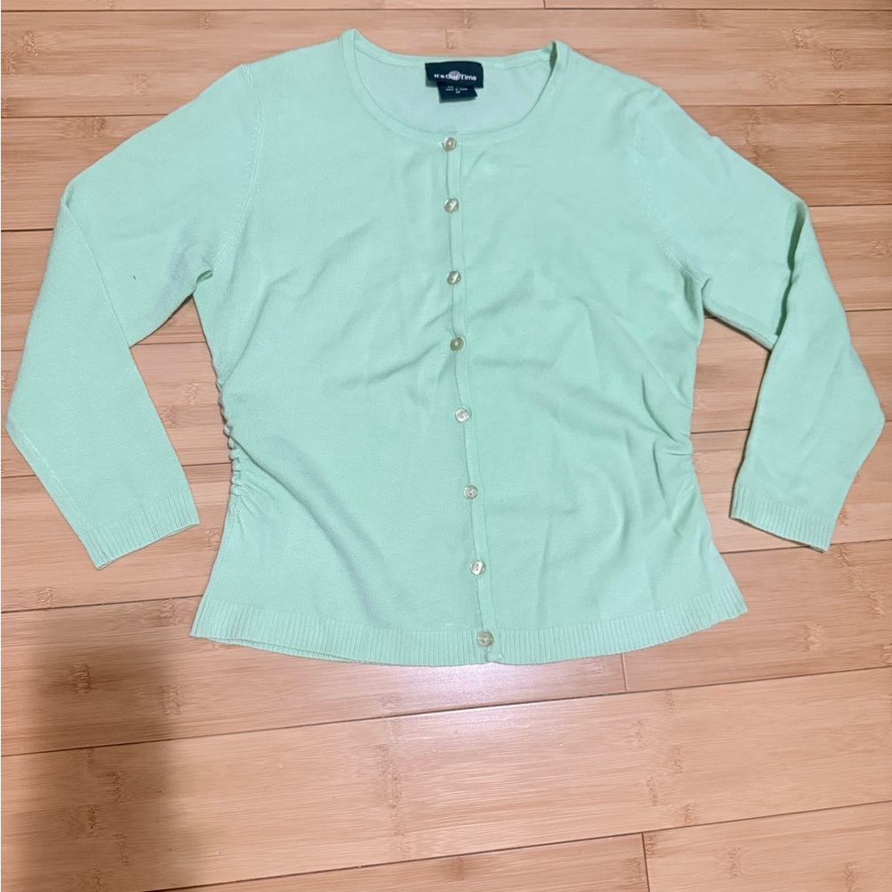 Light Green Button-Up Cardigan